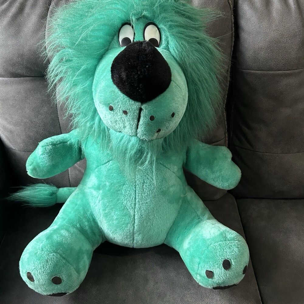 Vtg Liberty Toy Lion 1991 Turquoise 22” Sitting Up
